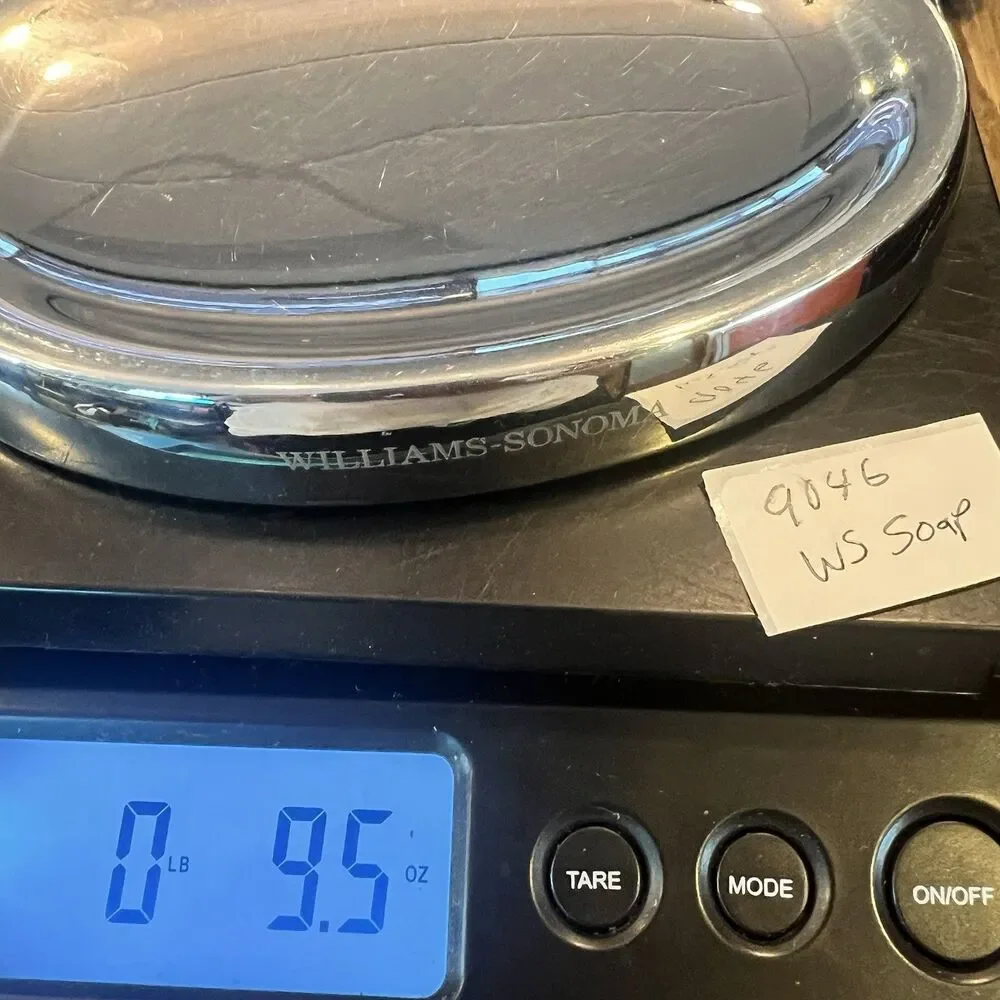 Williams Sonoma Silver Soap Dish Stainless Steel Oval Shape Steel Storage Tray